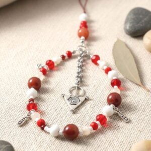 Amazigh Kabyle Berber Phone Bracelet Red White Fibula Charm