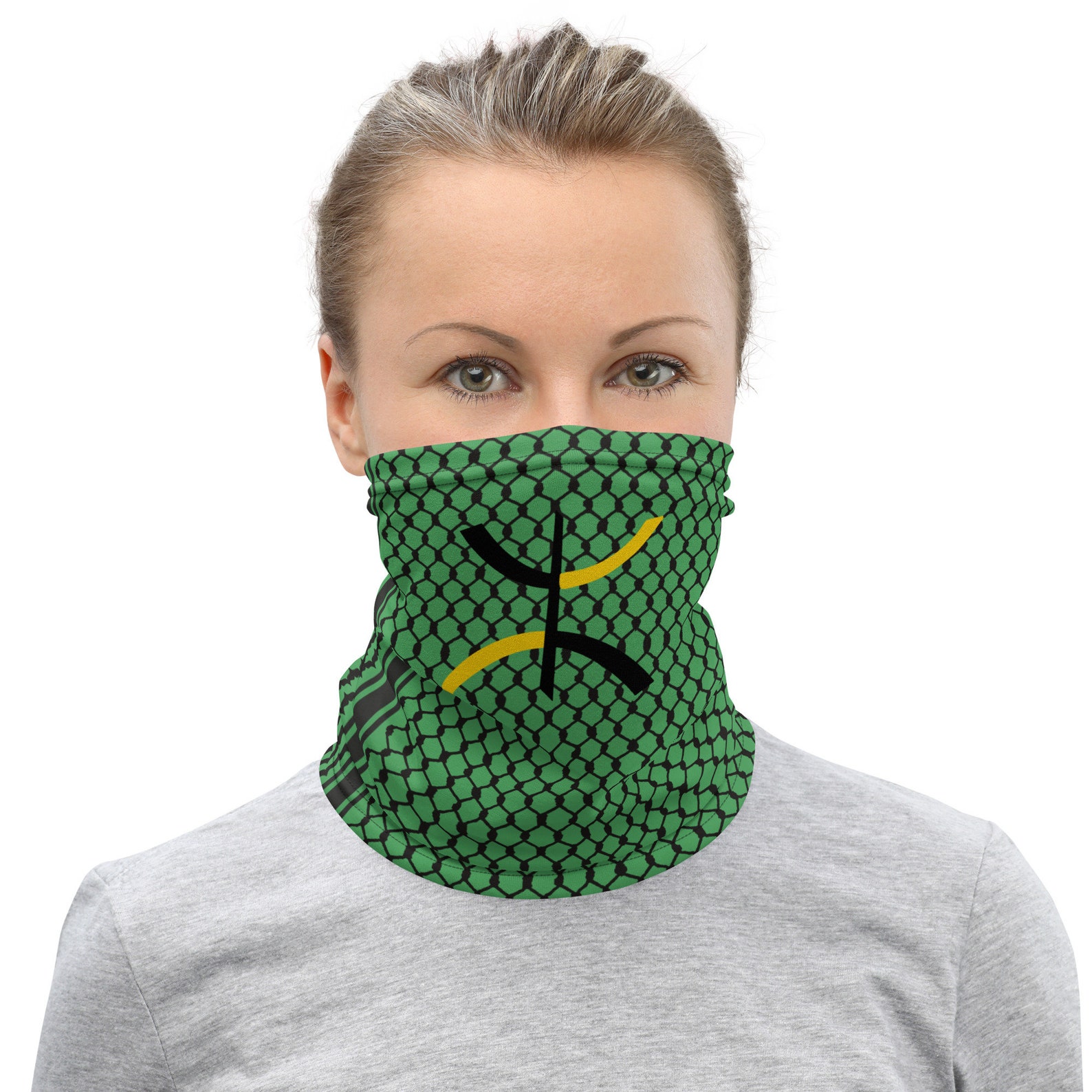Imazighen Amazigh Berber Neck Gaiter Scarf with Kabyle Style