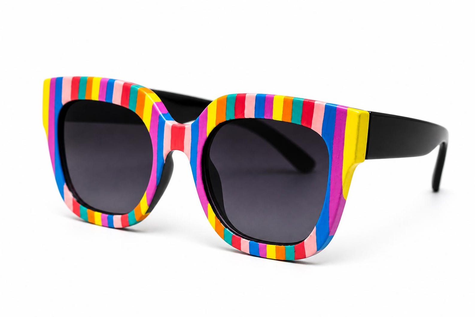 Amazigh IZURAG N TUDERT Rainbow Striped Hand Painted Sunglasses Frames