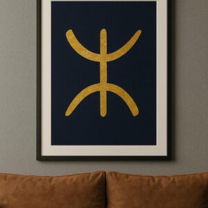 Golden Amazigh Yaz Berber Symbol Print Navy Digital Download