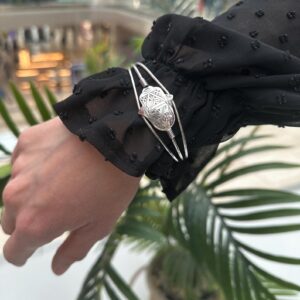 Amazigh Hamsa Silver Bracelet with Protective Symbolic Design