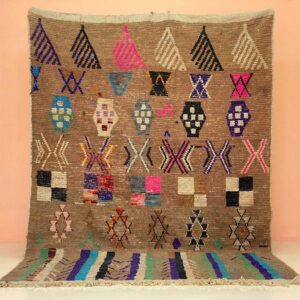 Hand-Knotted Azilal Berber Wool Rug with Tribal Symbol Sampler