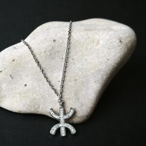 Amazigh Berber Kabyle Yaz Tifinagh lettre Necklace with Sparkling Pendant