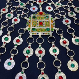 Amazigh Silver Tribal Necklace with Engraved Heritage Jewelry Design