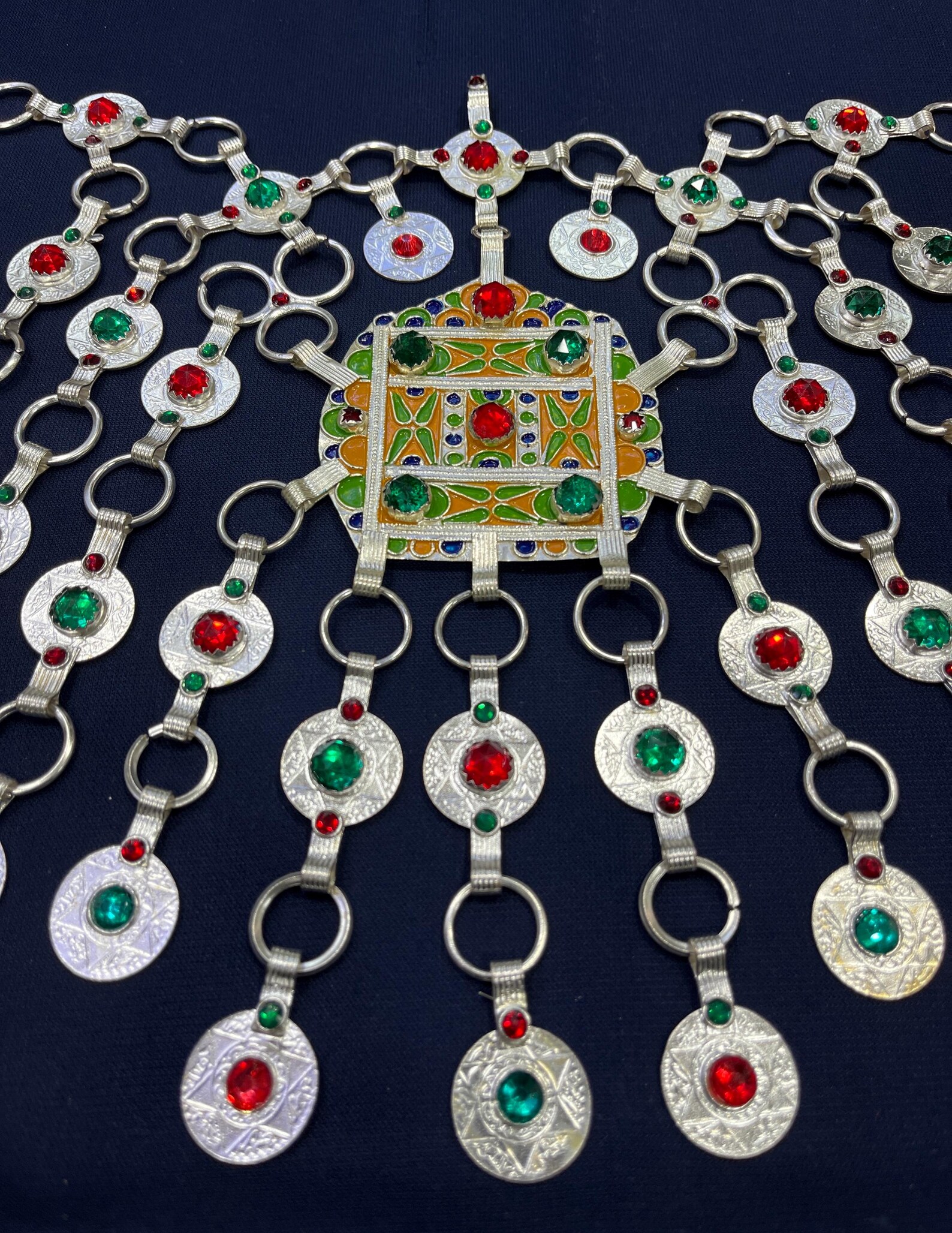 Amazigh Silver Tribal Necklace with Engraved Heritage Jewelry Design