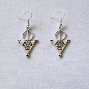 Amazigh Berber Fibule Earrings Silver Plated Boho Talisman