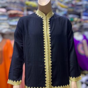 Amazigh Men's Cotton Tunic with Handmade Ethnic Trim