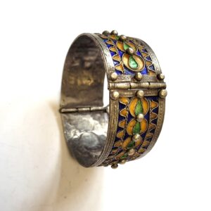 Amazigh Berber Tifinagh Manchette Charnière Émail Vintage Bracelet