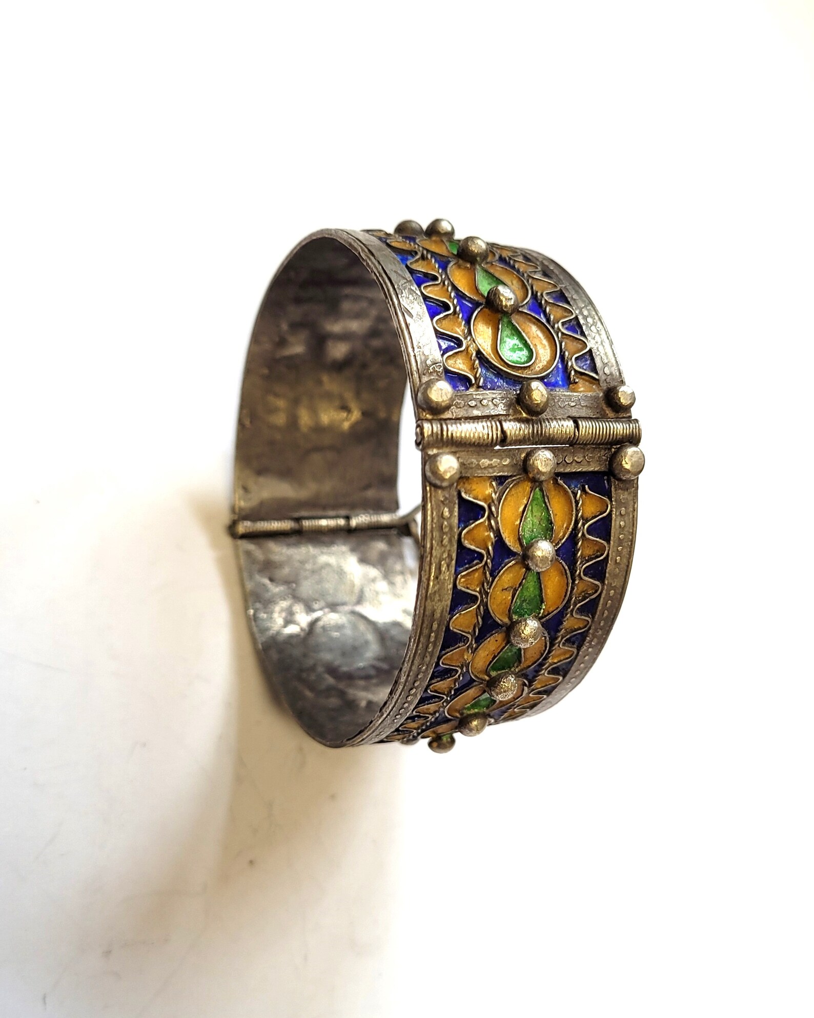 Amazigh Berber Tifinagh Manchette Charnière Émail Vintage Bracelet