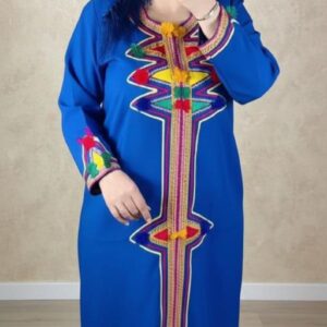 Amazigh Berber Embroidered Kaftan Dress with Yaz Patterns