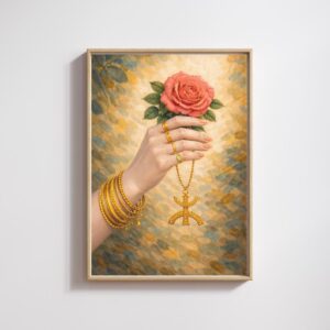 Amazigh Berber Symbol Digital Download Hand Holding Rose Art Print