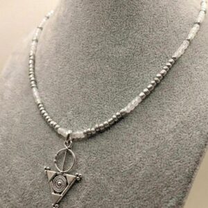 Amazigh Berber Tizerzit Necklace with Beaded Fibule Pendant