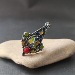 Kabyle Amazigh Berber Traditional Ring with Colorful Enamel