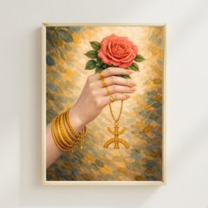 Amazigh Berber Symbol Digital Download Hand Holding Rose Art Print
