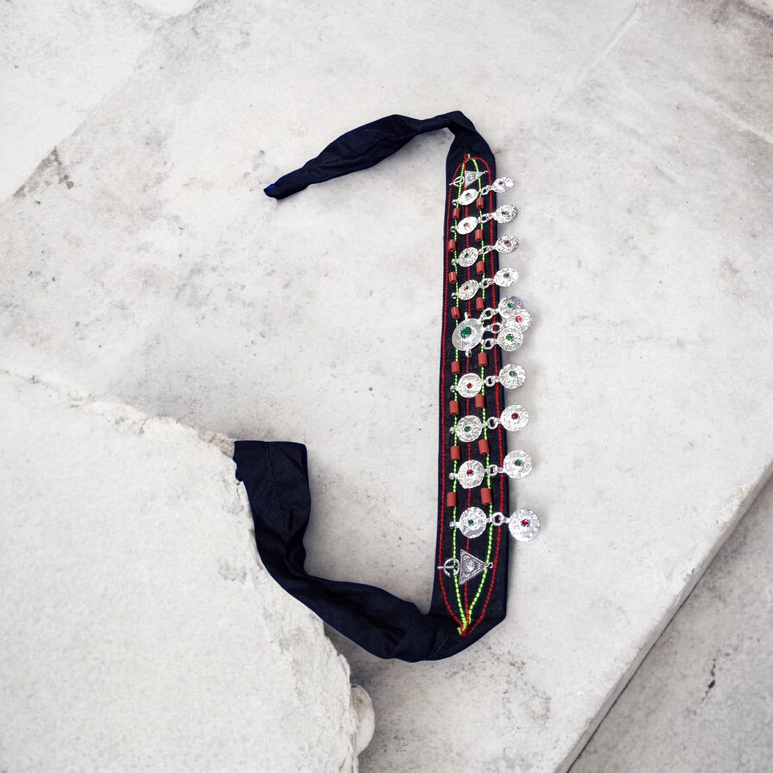 Amazigh Berber Handmade Headband with Silver Tone Hair Jewelry