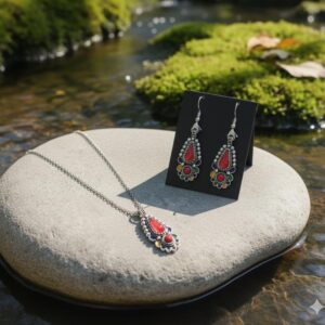 Amazigh Kabyle Berber Minimalist Necklace with Enamel Pendant
