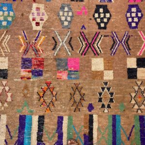 Hand-Knotted Azilal Berber Wool Rug with Tribal Symbol Sampler