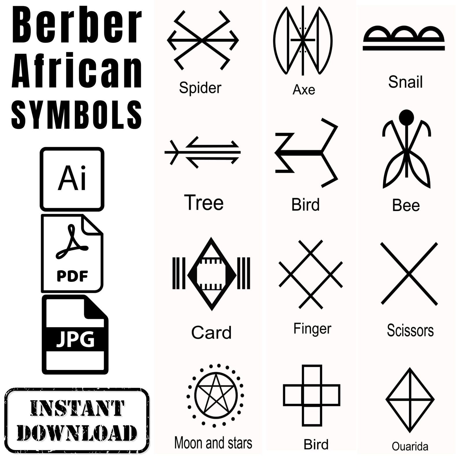 Berber Amazigh Kabyle Tattoo Symbols Digital Download Designs