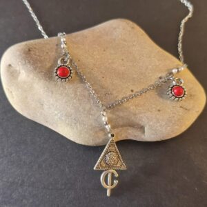 Amazigh Kabyle Fibule Berber Necklace with Corail Charms