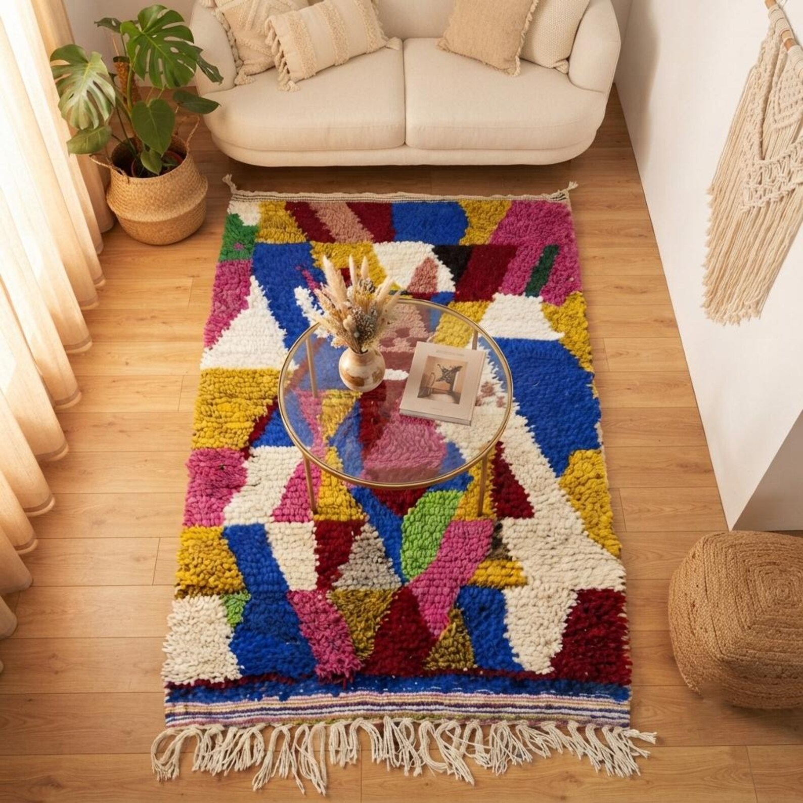 Amazigh Berber Diamond Handwoven Colorful Custom Wool Rug