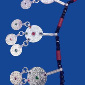 Amazigh Princess of the Atlas Coral and Black Agate Necklace