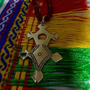 Amazigh Berber Handmade Necklace with Yellow Brass Crystal Agate