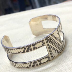 Amazigh Tuareg Berber Gravé Silver Bracelet Adjustable Cuff Maroc