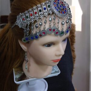 Amazigh Berber Sousse Tiara Head Jewelry Set with Earrings