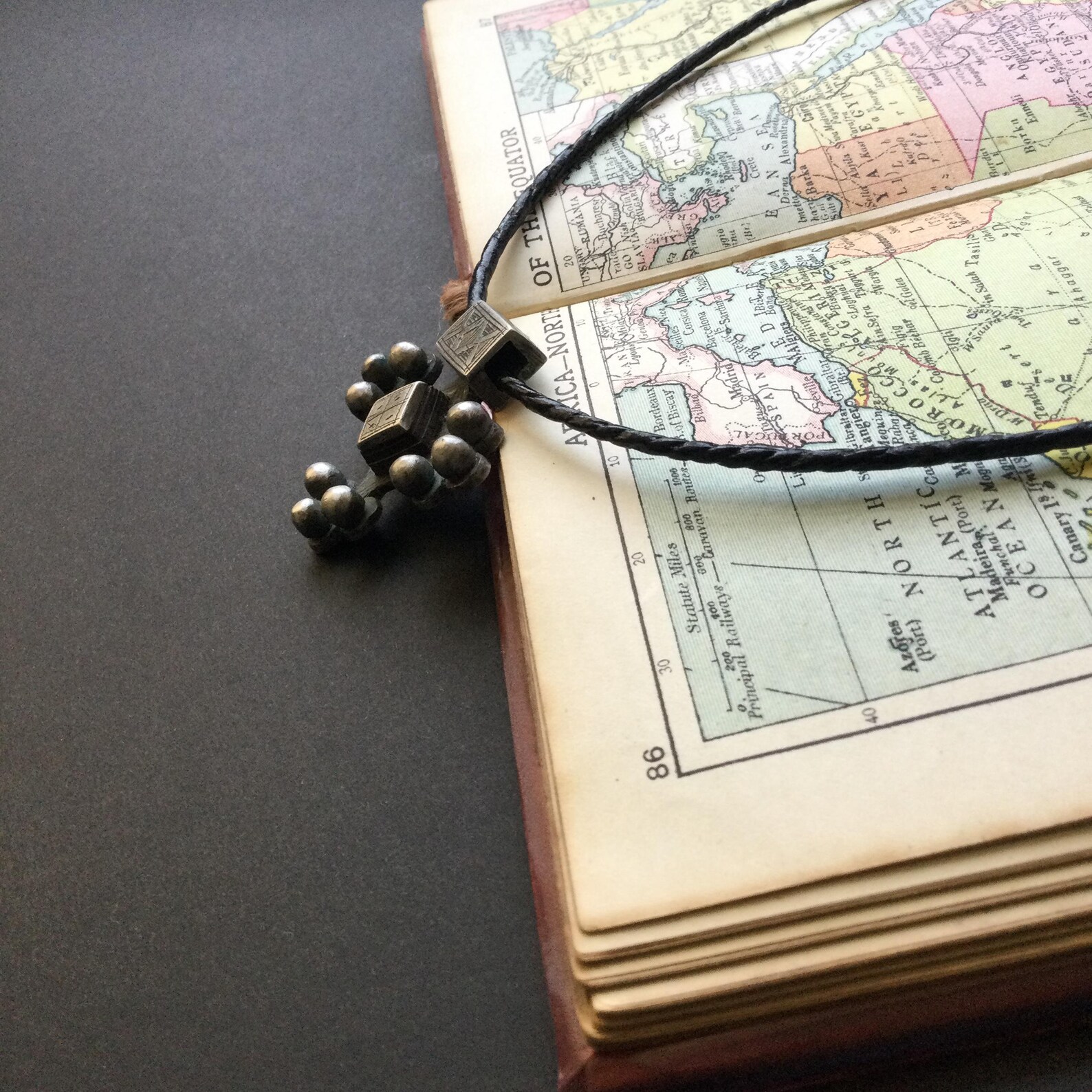 Amazigh SAHARIAN Ebony Cross Necklace with Berber Tuareg Design
