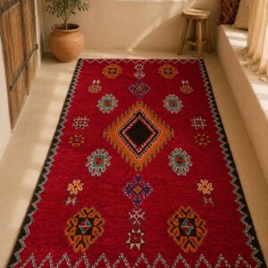 Amazigh Berber Vintage Red Wool Rug Handmade Tribal Carpet