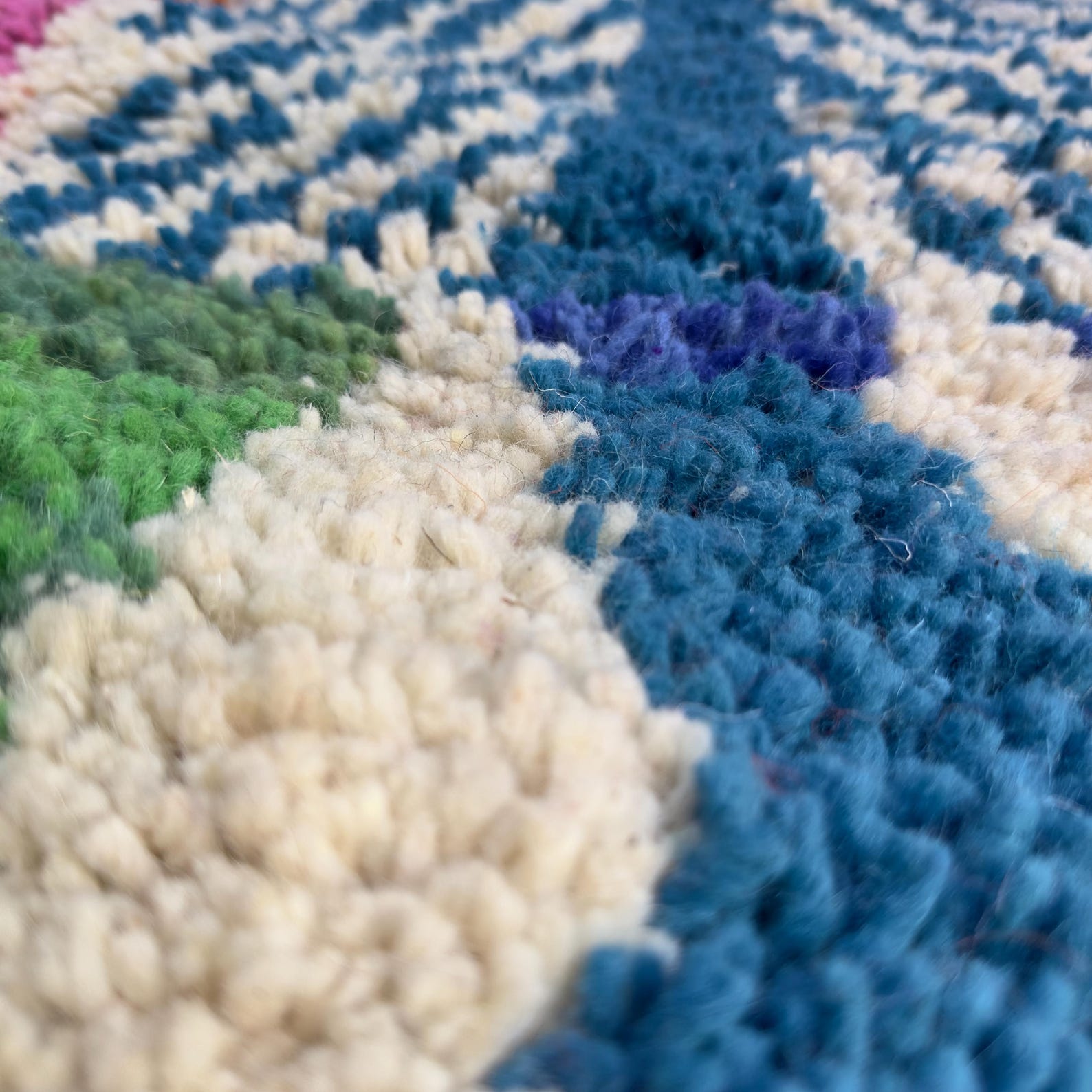 Colorful Custom Handwoven Amazigh Berber Boujaad Wool Area Rug