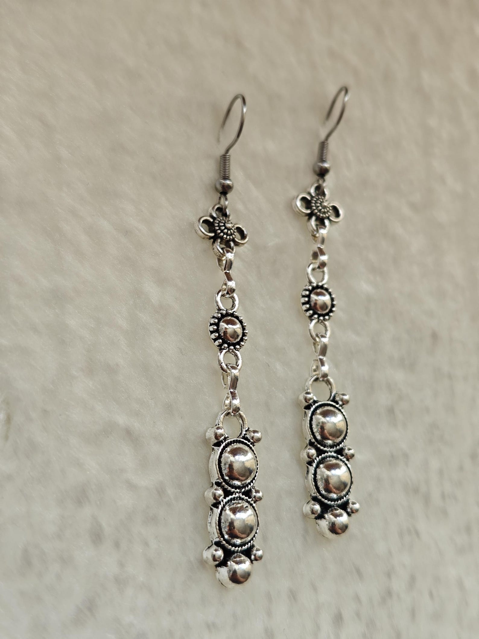 Amazigh Kabyle Berber Earrings with Silver Tone Cultural Design