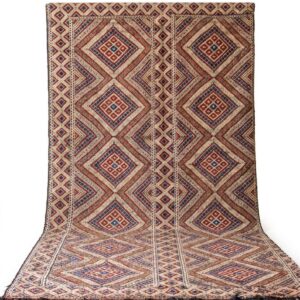 Berber Amazigh Beni Ourain Blue Geometric Wool Rug Handmade