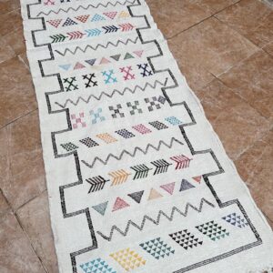 Amazigh Berber Handwoven Runner Rug with Colorful Patterns