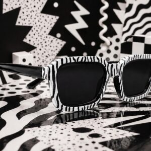 Amazigh AMƔIUD Zebra Hand Painted Sunglasses UV400 Cat 3 Frames