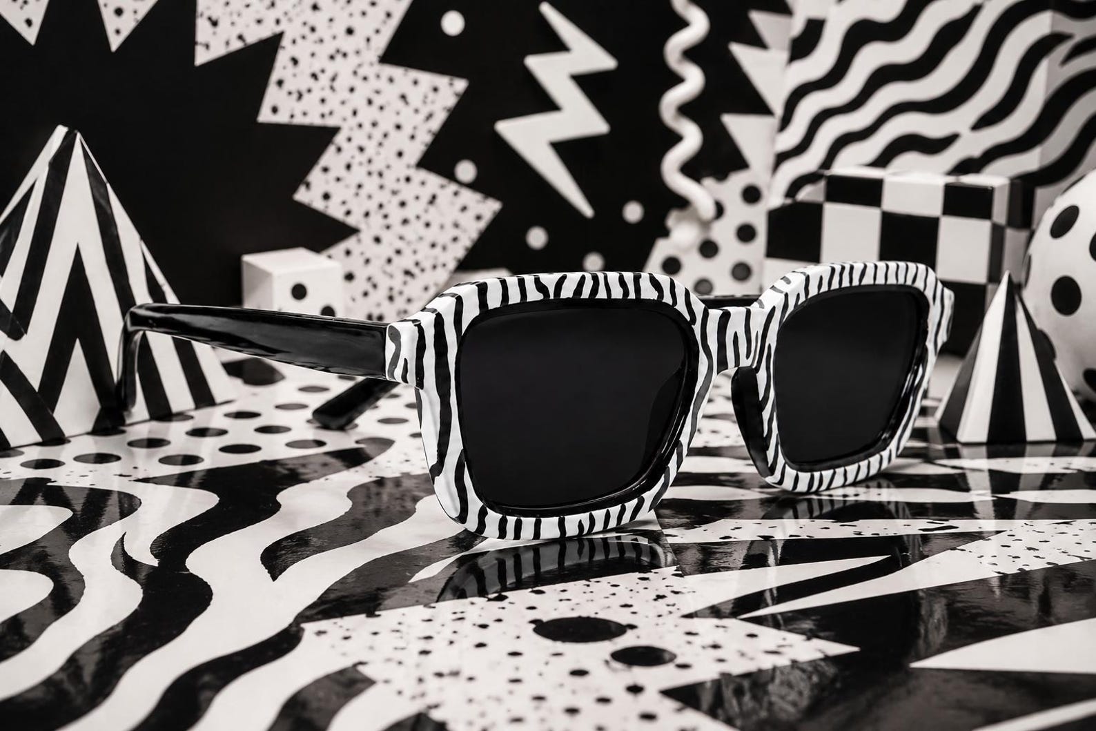 Amazigh AMƔIUD Zebra Hand Painted Sunglasses UV400 Cat 3 Frames