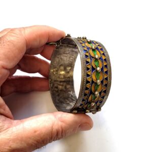 Amazigh Berber Tifinagh Manchette Charnière Émail Vintage Bracelet