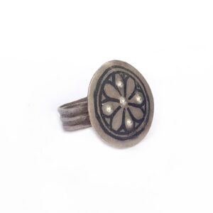 Amazigh Berber Niello Flower Silver Antique Ring Size 10