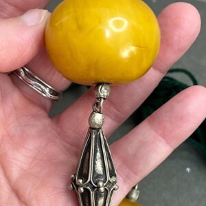 Vintage Berber Amazigh Amber Resin Bead North African Necklace