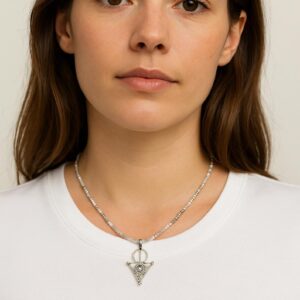 Amazigh Berber Tizerzit Necklace with Beaded Fibule Pendant
