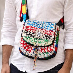 Amazigh Cowrie Crossbody Bag Handmade Boho Tribal Style