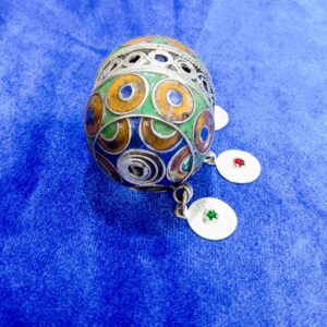Amazigh Tagmout Antique Ovoid Pectoral Pendant Necklace with Enamel Coin Dangles