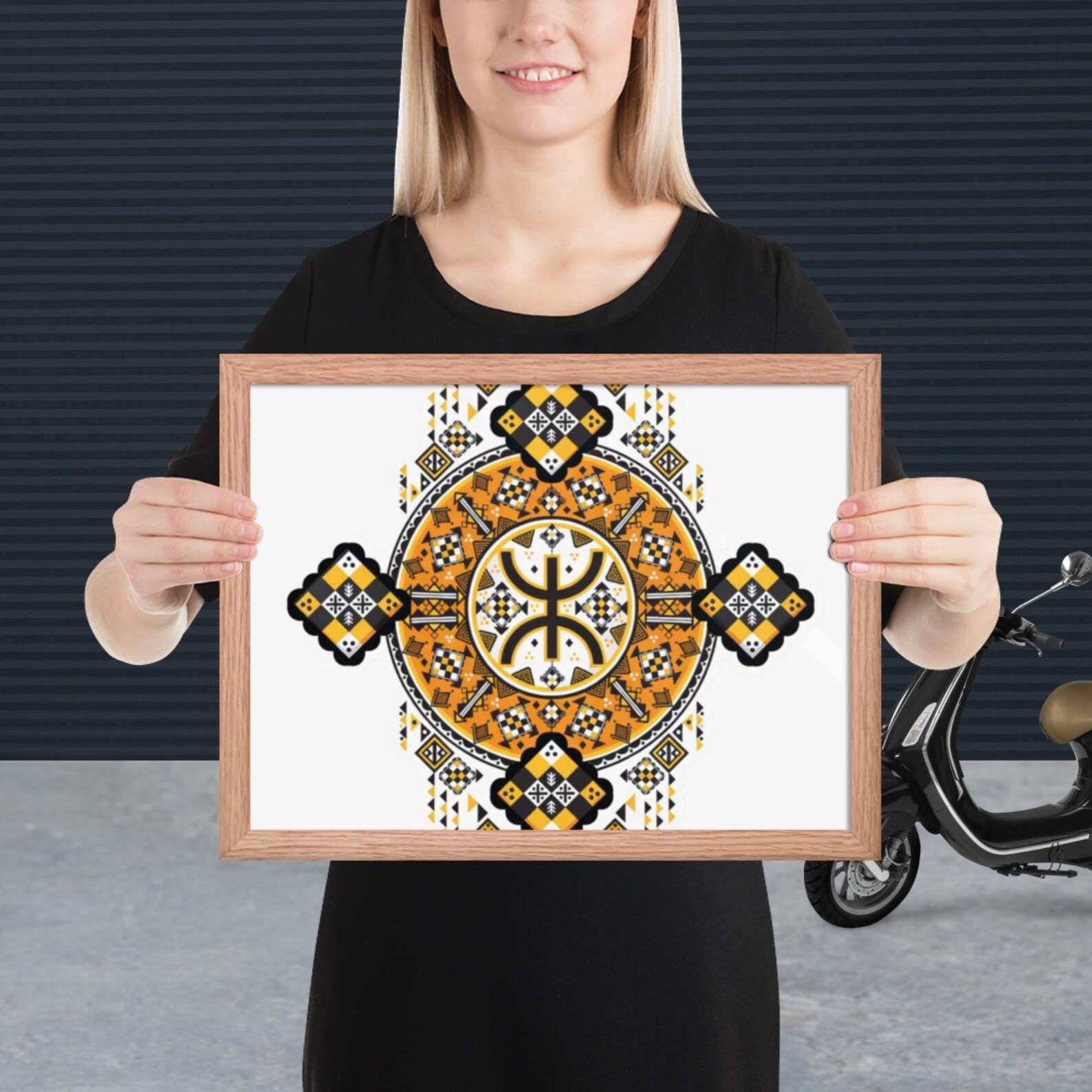Vibrant Amazigh Berber Yaz Symbol Framed Poster Wall Art