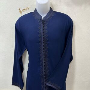 Amazigh Men's Cotton Tunic with Handmade Trim Chain Closure