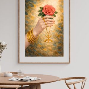 Amazigh Berber Symbol Digital Download Hand Holding Rose Art Print