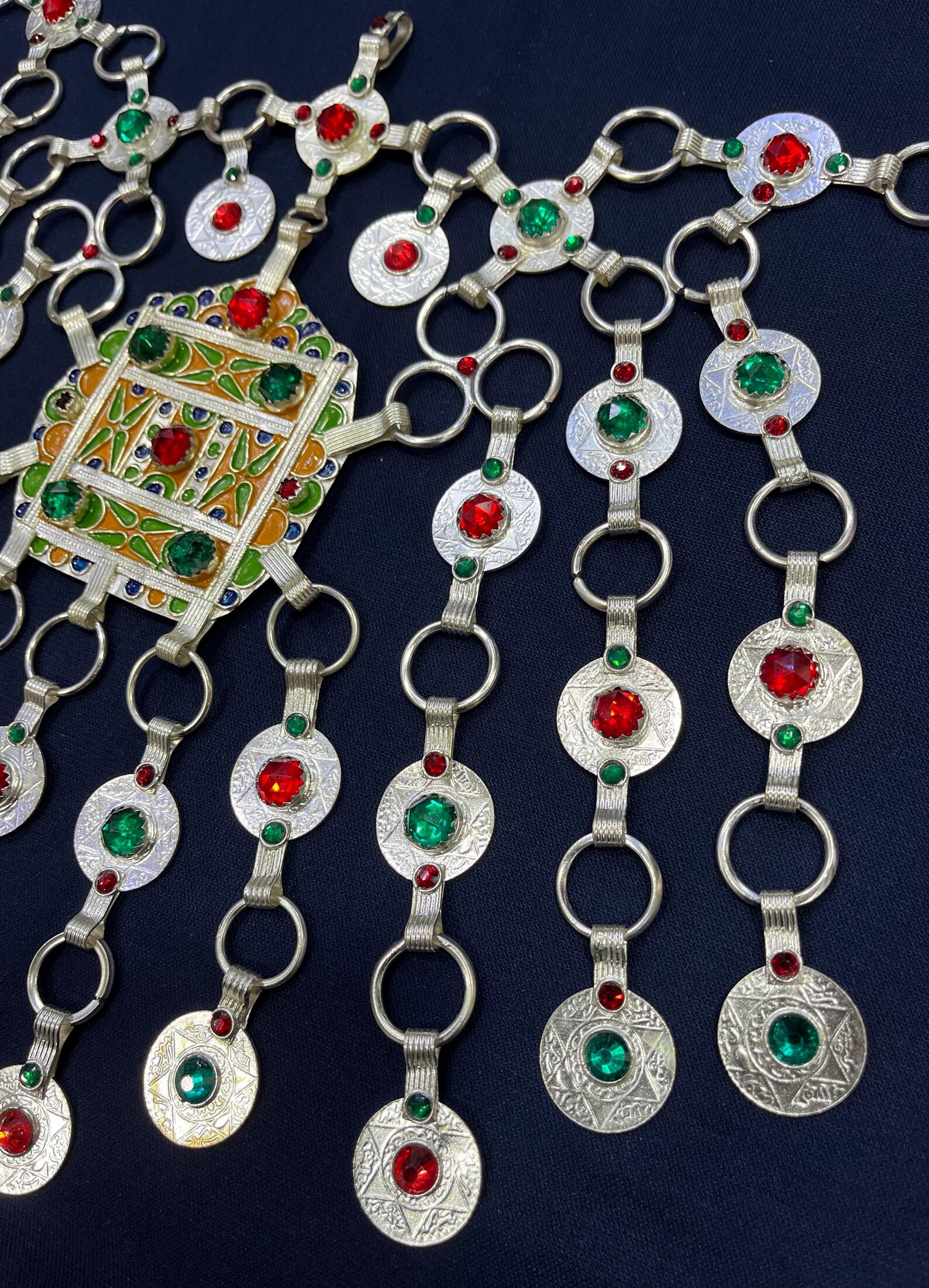 Amazigh Silver Tribal Necklace with Engraved Heritage Jewelry Design