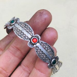 Berber Amazigh Gravé 925 Silver Handmade Cuff Bracelet
