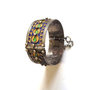 Amazigh Berber Tifinagh Manchette Charnière Émail Vintage Bracelet
