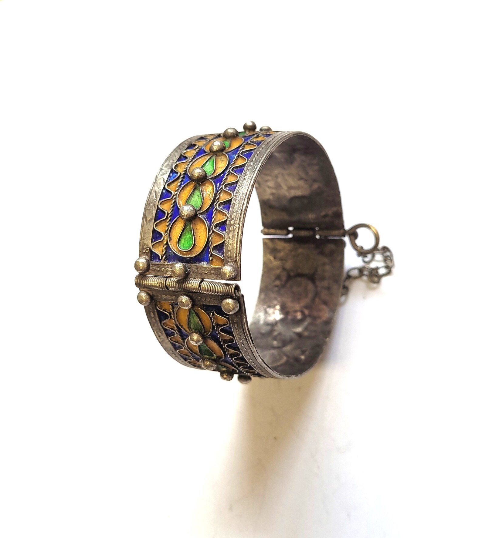 Amazigh Berber Tifinagh Manchette Charnière Émail Vintage Bracelet