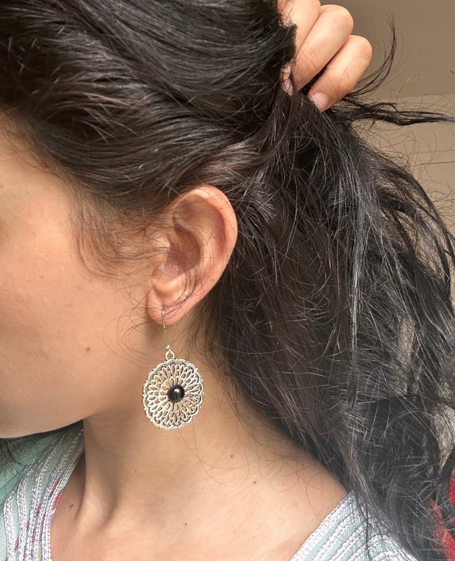 Vintage Berber Amazigh Silver Plated Earrings with Bohemian Design